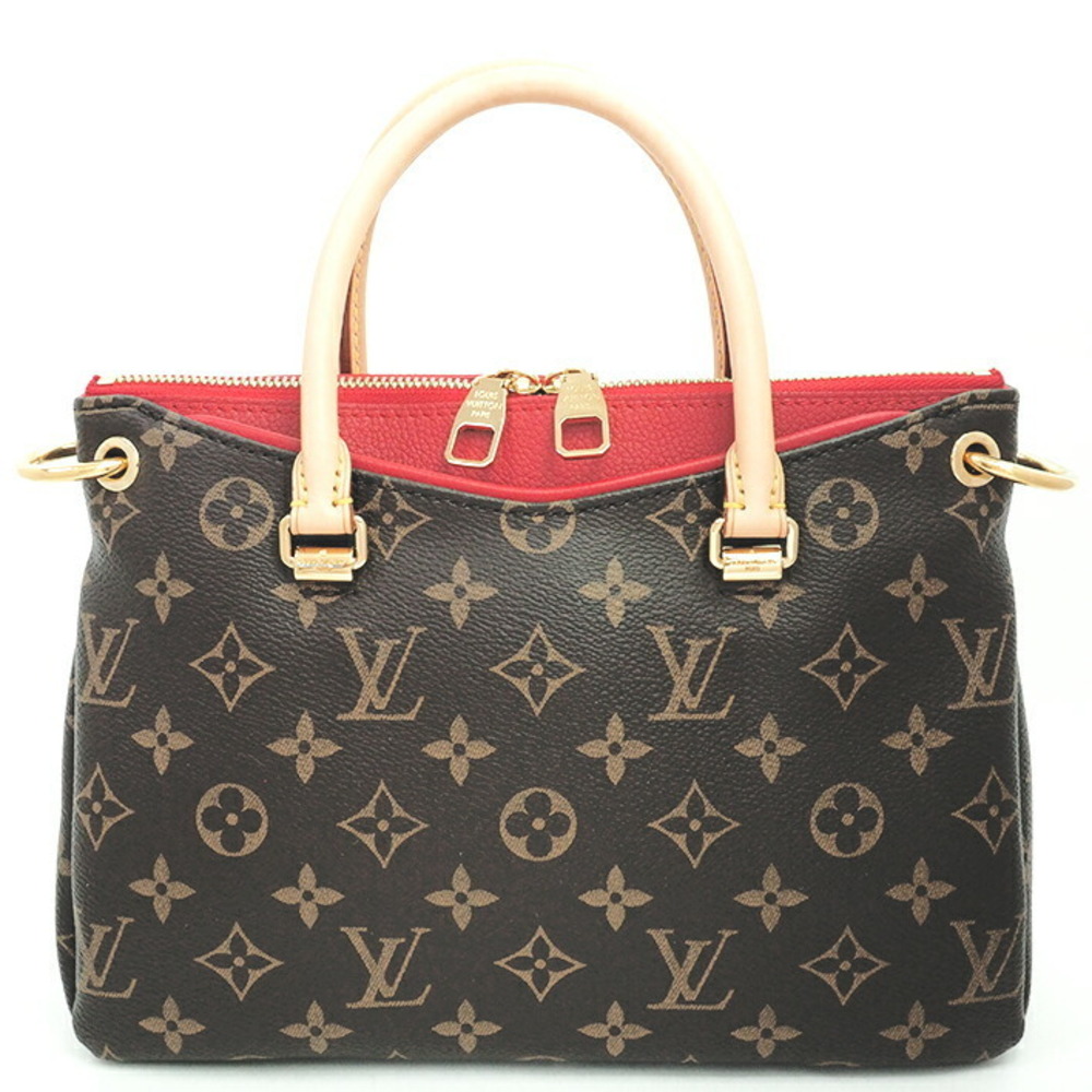 Louis Vuitton Pallas Monogram Handbag Brown Red